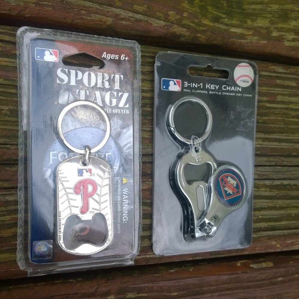 TWO Philadelphia Phillies Bottle Opener Key Chains